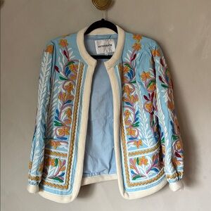 Antik Batik Blue Embroidered Jacket